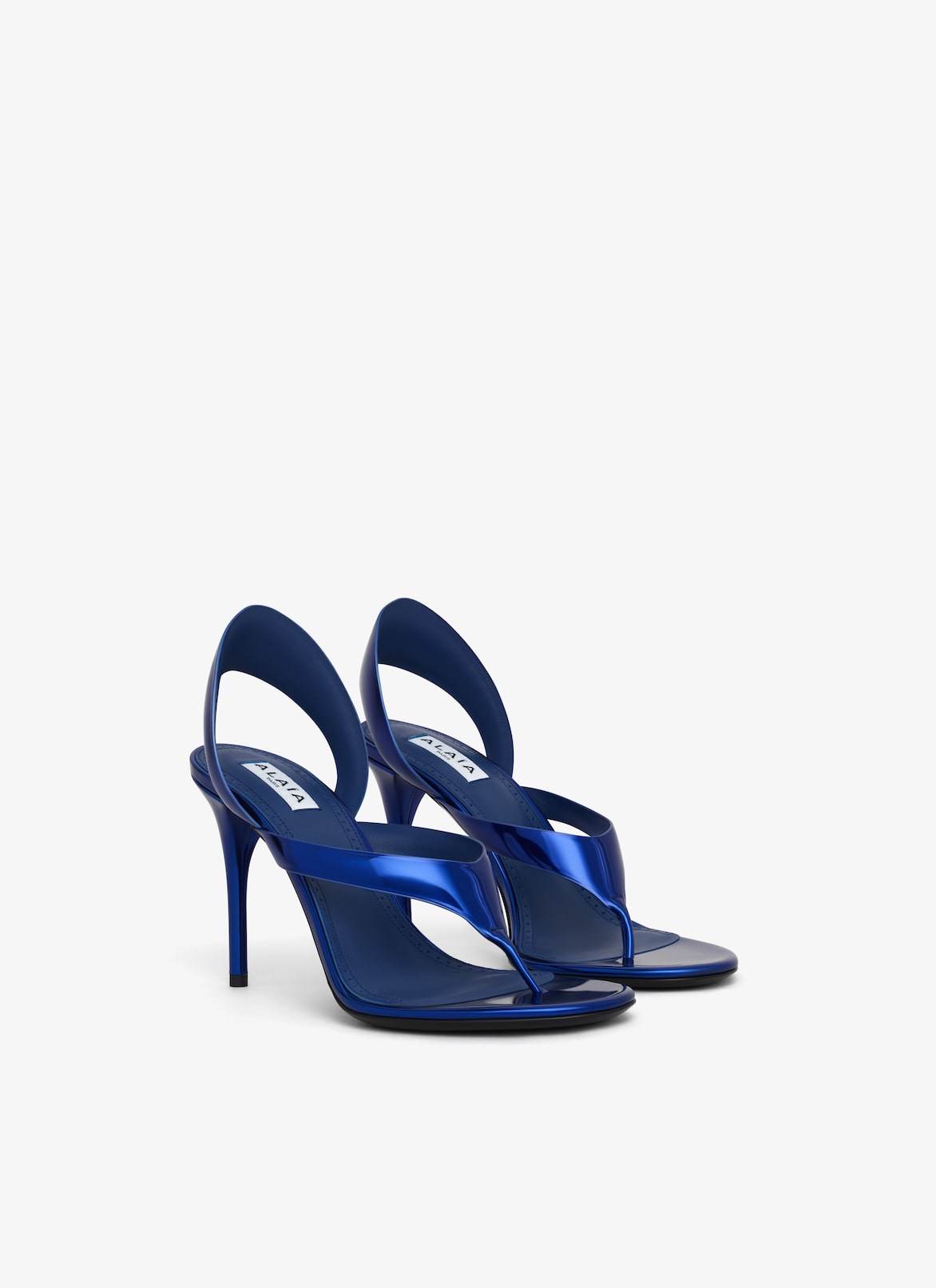 INFRADITO SANDALS IN LAMINATED LEATHER ALAÏA BLUE INFRADITO SANDALS IN LAMINATED LEATHER